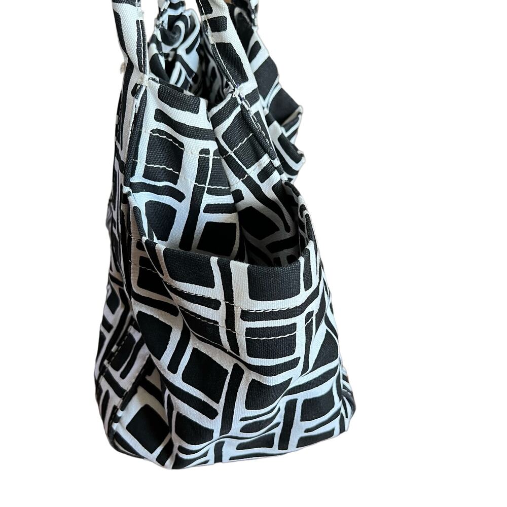 Merona Cotton Tote Bag Black and White Geometric Print - Picture 4 of 12